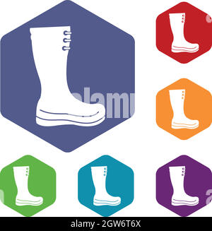 Bottes de caoutchouc icons set Illustration de Vecteur