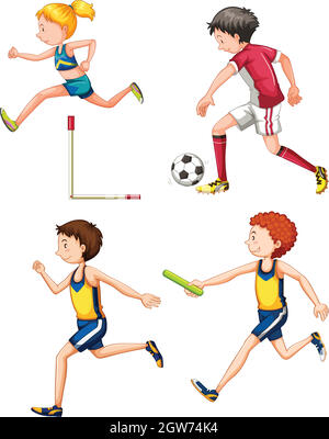 Ensemble de personnes sportives différentes Illustration de Vecteur