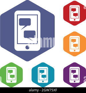 Smartphone et bulles icons set Illustration de Vecteur