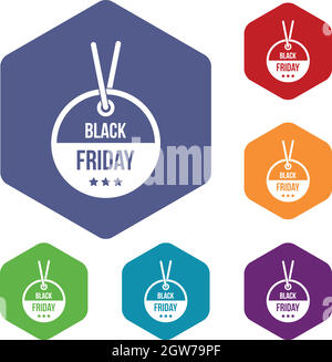 Le vendredi noir sale tag icons set Illustration de Vecteur