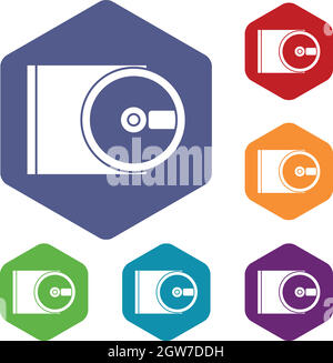 DVD ouvrir icons set Illustration de Vecteur