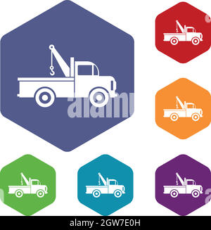 Location de camion de remorquage icons set Illustration de Vecteur