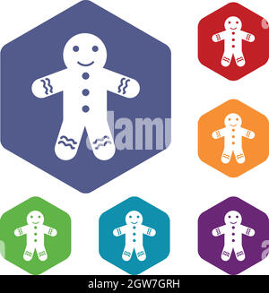 Gingerbread Man icons set Illustration de Vecteur