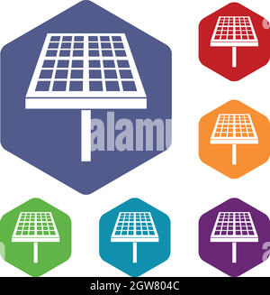D'énergie solaire icons set Illustration de Vecteur