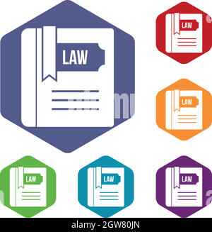 Law book icons set Illustration de Vecteur