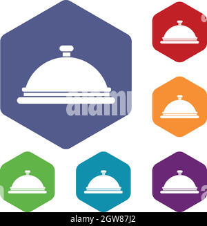 Restaurant cloche icons set Illustration de Vecteur