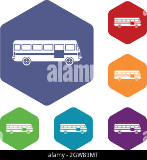 Bus jeu d’icônes Illustration de Vecteur