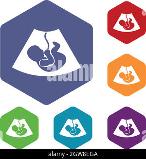 L'échographie foetus icons set Illustration de Vecteur