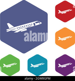 Avion décollant icons set Illustration de Vecteur