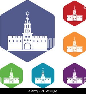 Kremlin russe icons set Illustration de Vecteur