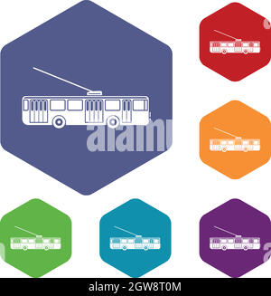 En Trolleybus icons set Illustration de Vecteur