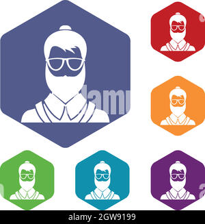 Homme Hipsster icons set Illustration de Vecteur