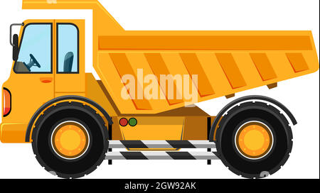 Camion lourd à benne basculante de style dessin animé sur fond blanc Illustration de Vecteur