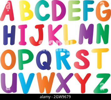 Alphabet anglais dans de nombreuses couleurs Illustration de Vecteur