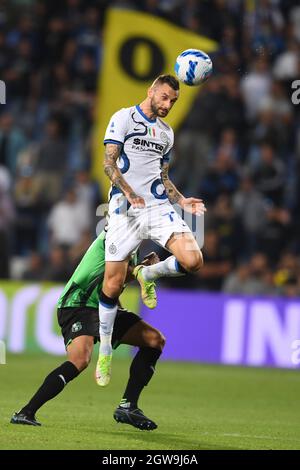 Marcelo Brozovic (Inter) Lors du match italien 'erie A' entre Sassuolo 1-2 Inter au stade Mapei le 2 octobre 2021 à Reggio Emilia, Italie. (Photo de Maurizio Borsari/AFLO) Banque D'Images