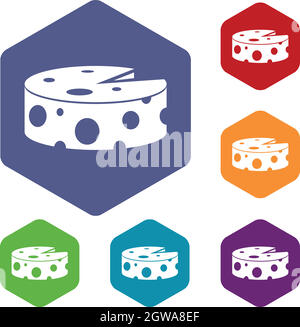 Roue de fromage icons set Illustration de Vecteur