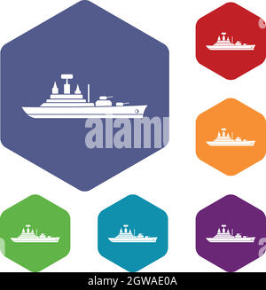 Warship icons set Illustration de Vecteur