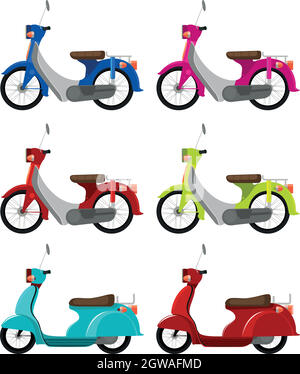 Six scooters colorés Illustration de Vecteur