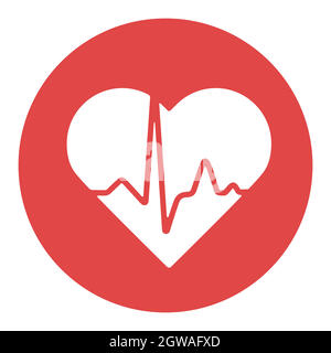 Cardiogramme cardiaque, vecteur cardiaque icône en glyphe blanc Illustration de Vecteur