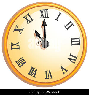 Horloge ancienne avec chiffres romains isolés sur fond blanc Illustration de Vecteur