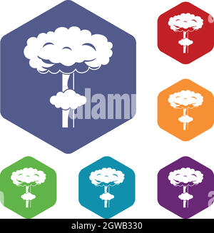 Explosion Nucléaire icons set Illustration de Vecteur