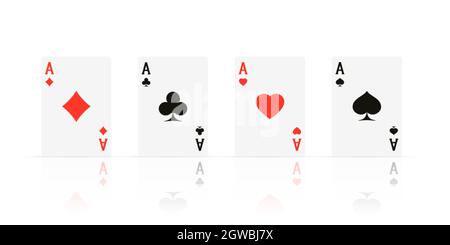 Quads. Design ACE élément de jeu cazino avec réflexion transparente. Carte réaliste de poker ou de blackjack. Illustration vectorielle Illustration de Vecteur