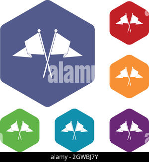 Deux drapeaux icons set Illustration de Vecteur