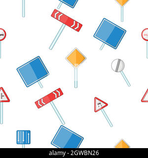 Road sign pattern, cartoon style Illustration de Vecteur