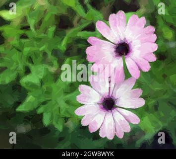 Peinture numérique décorative avec de belles fleurs Banque D'Images