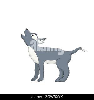 Joli petit personnage vecteur loup sur fond blanc Illustration de Vecteur