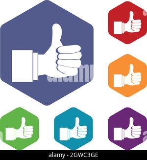 Thumb up geste icons set Illustration de Vecteur