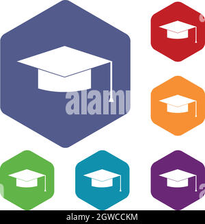 Graduation cap icons set Illustration de Vecteur