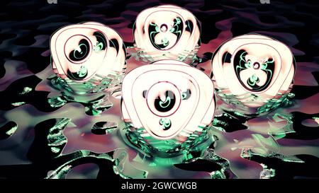 Bulles lumineuses avec effets de lumière illustration 3D 4K UHD Banque D'Images