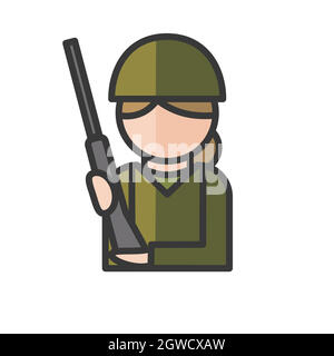 Avatar de soldat féminin. Armée, caractère militaire. Utilisateur du profil, personne. Icône Contacts. Illustration vectorielle Illustration de Vecteur