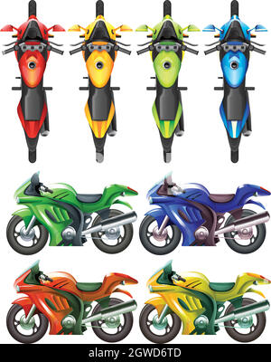 Ensemble de moto dans de nombreuses couleurs Illustration de Vecteur