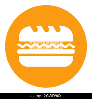 Icône de glyphe blanc Subway Sandwich Vector. Affiche de restauration rapide Illustration de Vecteur