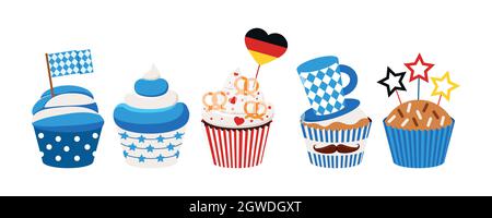 Petits gâteaux Oktoberfest isolés sur fond blanc. Illustration de Vecteur