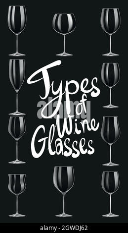 Différents types de verres à vin Illustration de Vecteur
