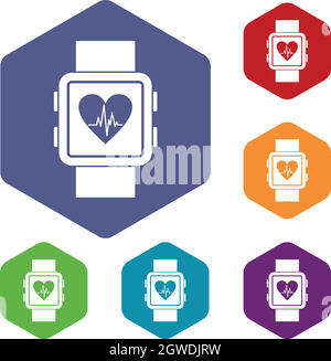 Smartwatch icons set Illustration de Vecteur