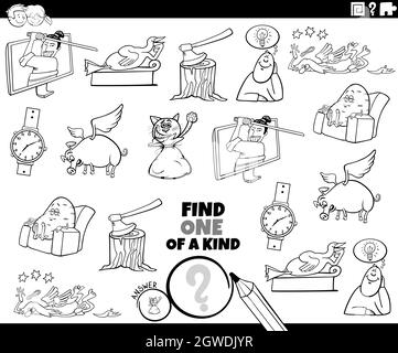 un jeu d'un genre avec des personnages de dessin animé page de livre de coloriage Illustration de Vecteur