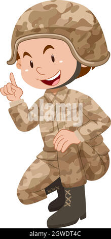 Soldat en uniforme marron Illustration de Vecteur