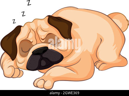 Petit chien dormant sur fond blanc Illustration de Vecteur
