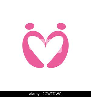Lettre M couple amour logo icône plat vecteur concept graphique conception Illustration de Vecteur