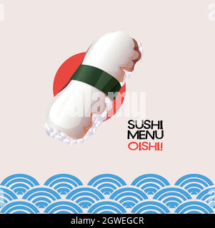 Sushi poulpe sur fond de style japonais Illustration de Vecteur