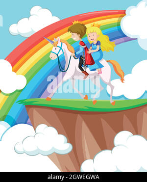 Princess et prince à cheval Illustration de Vecteur