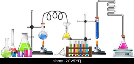 Équipements scientifiques sur fond blanc Illustration de Vecteur