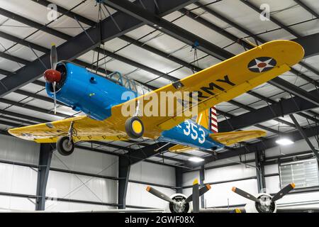 Un formateur Vultee BT-13A Valiant WW 2 au musée Pima Air & Space de Tucson, Arizona. Utilisé par le US Ary Air corps et la Marine. Banque D'Images