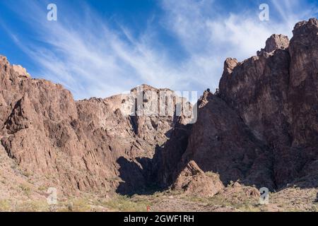 L'embouchure du Palm Canyon dans la réserve naturelle nationale de Kofa, près de Quartzsite, en Arizona. Banque D'Images