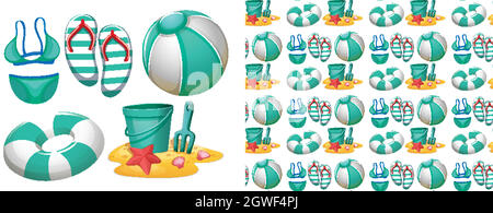 Arrière-plan sans couture avec jouets de plage Illustration de Vecteur