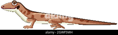 Gecko ou lézard dans le style de dessin animé marron isolé Illustration de Vecteur